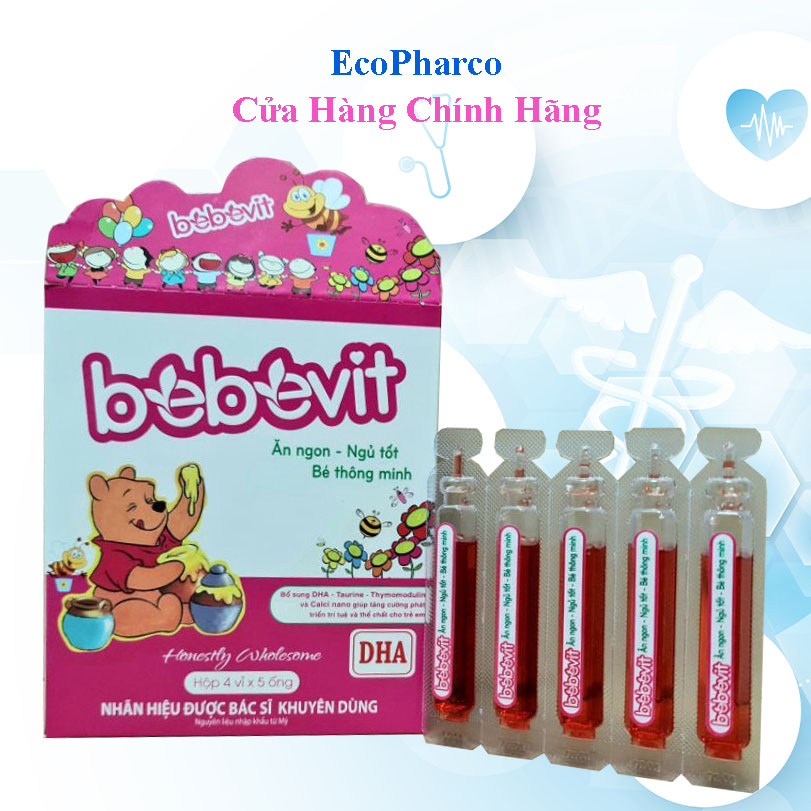 Bebevit ăn ngon ngủ tốt - bổ sung vitamin, khoáng chất cho cơ thể, hỗ trợ ăn ngon ngủ tốt, tăng cường hấp thu, tăng sức đề kháng - hộp 20 ống