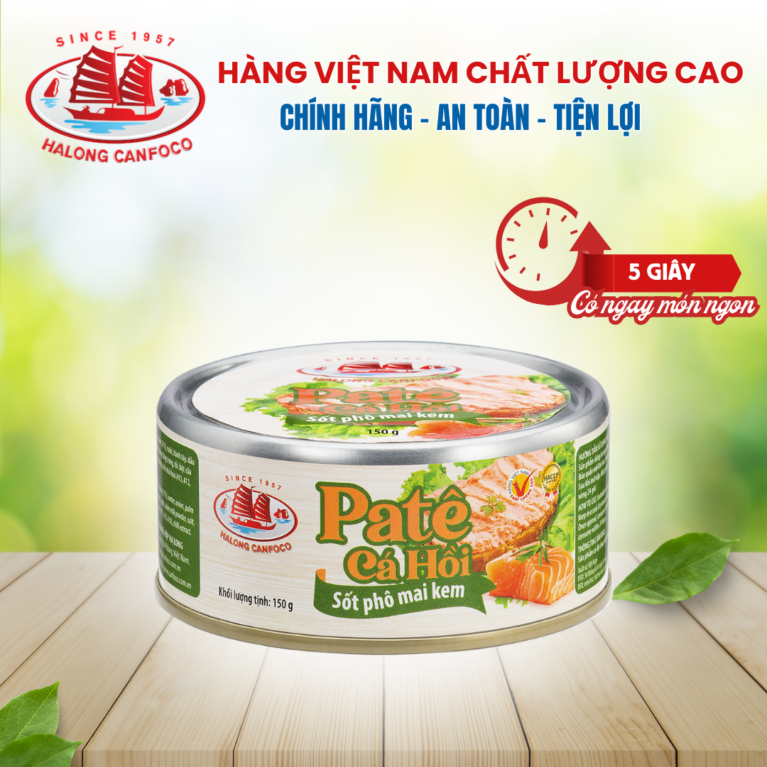 [DATE T12/2024] Pate cá hồi sốt phô mai kem 150g - Đồ Hộp Hạ Long