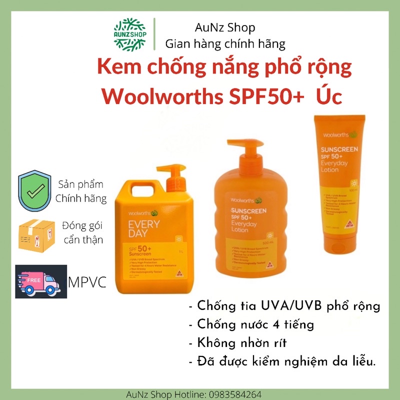 [HCM]Kem chống nắng Woolworths Everyday Úc 50SPF++
