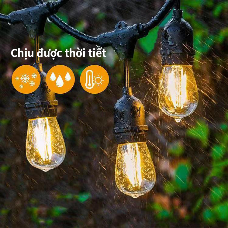 Dây đèn led trang trí ngoài trời, dây led đèn tròn trang trí quán café,trà sữa,decor, event 5m 10m