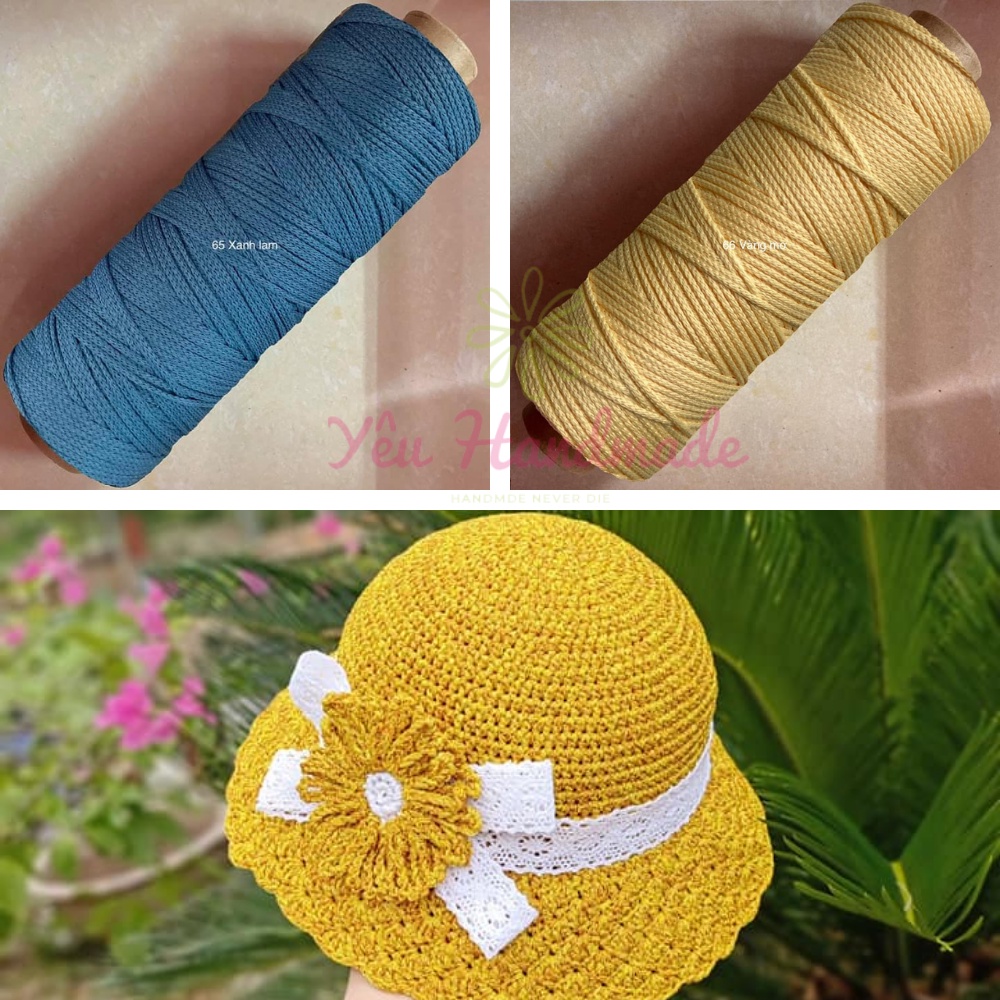 [FreeShip] Sợi dệt trơn 2mm (Màu 50-66) - Sợi móc mũ nón, túi xách đứng form, bền đẹp - CRAFT YARN - Yeuhandmade