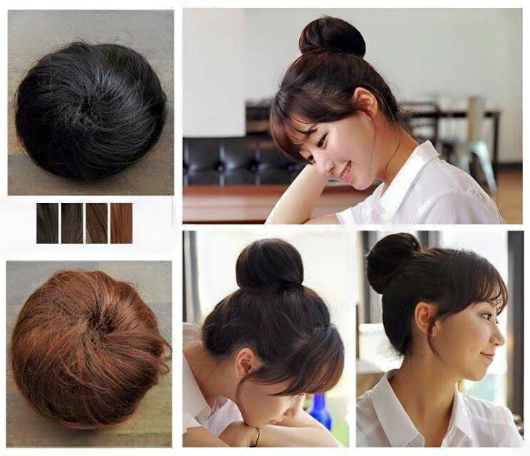 Tóc giả nữ💖tóc giả búi tròn sang chảnh ảnh thật