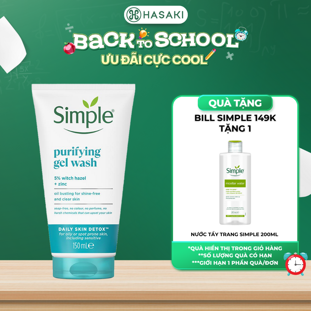 [MUA LÀ CÓ QUÀ] Sữa Rửa Mặt Simple Kiềm Dầu, Ngừa Mụn 150ml Hasaki Sản phẩm chính hãng