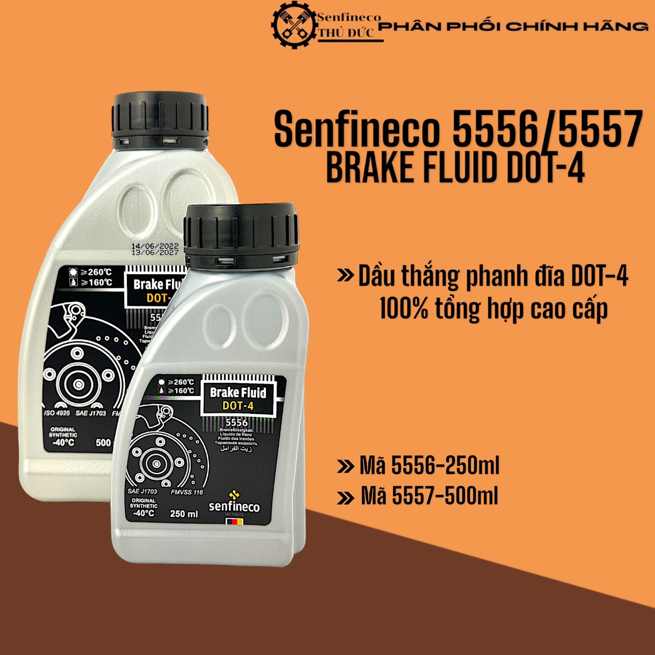 Senfineco dầu thắng phanh đĩa tổng hợp hoàn toàn dot4 cao cấp - brake fluid dot 4