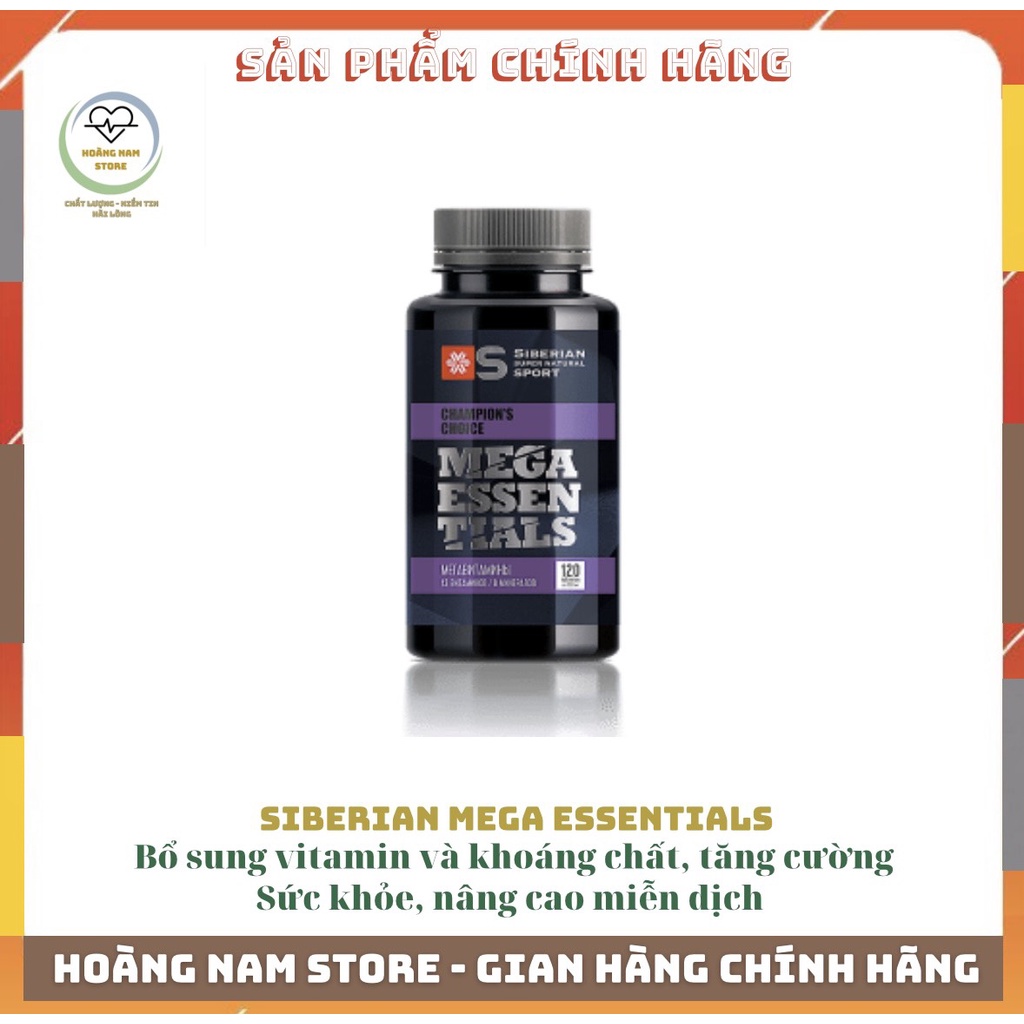 Siberian Super Natural Sport Mega Essentials, bổ sung vitamine và khoáng chất, hỗ trợ tăng cường sức đề kháng cơ thể, Chai 120v