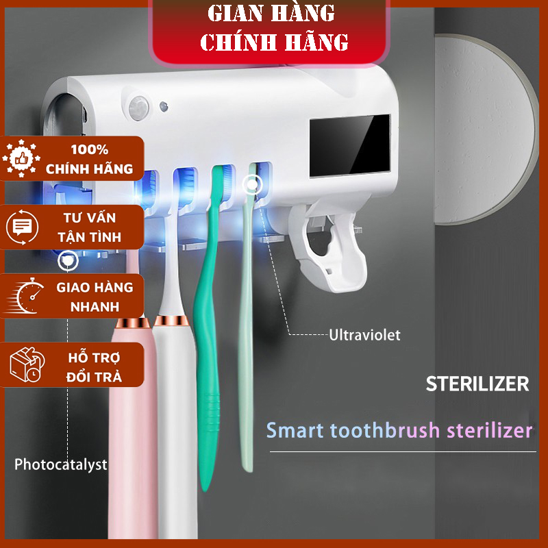 Kệ treo bàn chải đánh răng, kem đánh răng - máy khử trùng bàn chải, kệ nhả kem đánh răng