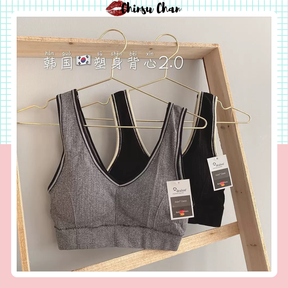 Áo Bra phong cách Hàn Quốc dáng thể thao - chất liệu cotton co giãn, có đệm mút  - Mặc trong áo, mặc tập gym, thể thao - Freesize