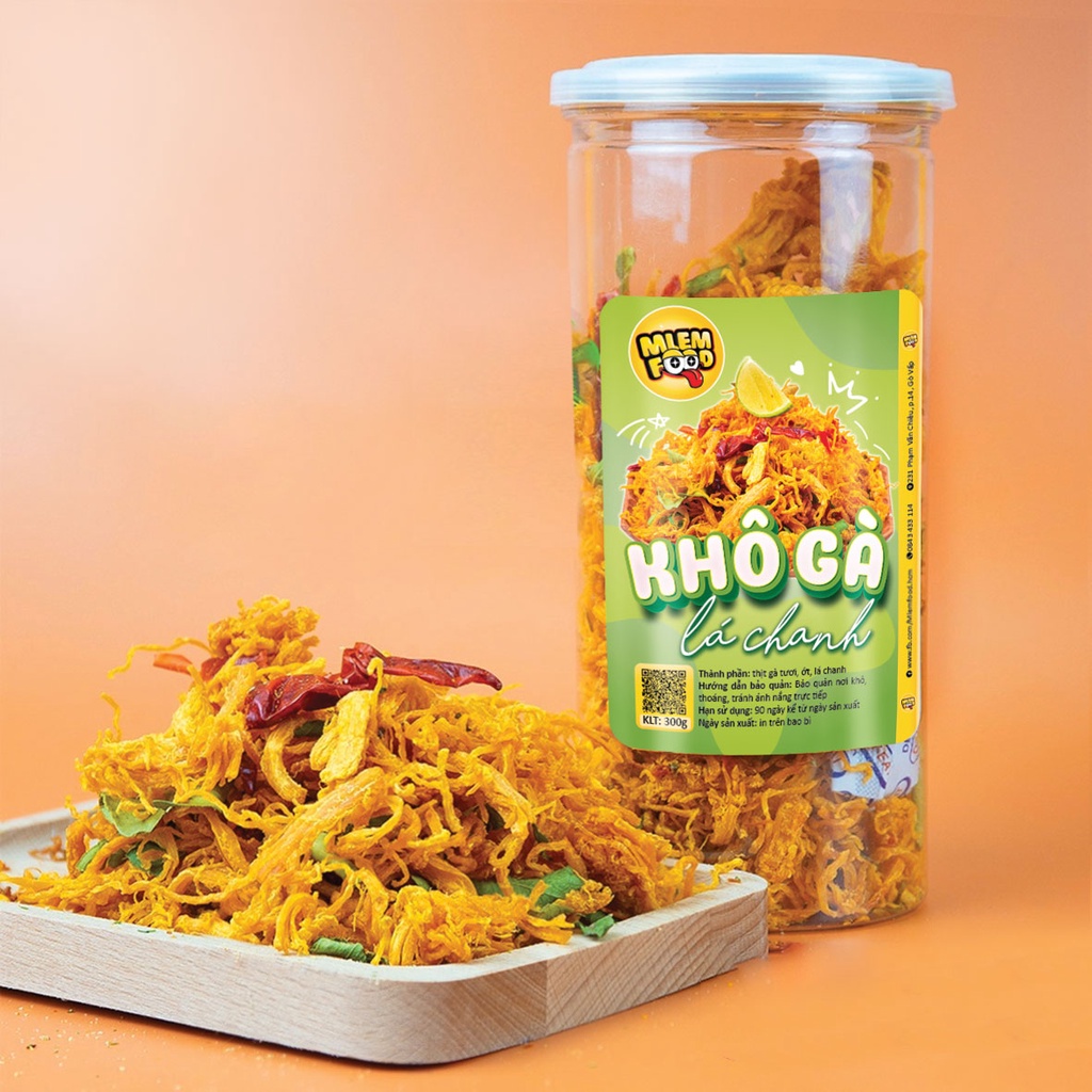Khô gà lá chanh loại đặc biệt 300g thơm ngon đậm vị thương hiệu Mlem Food