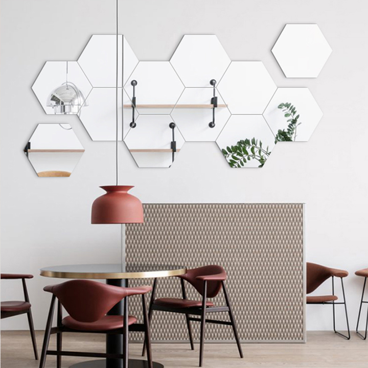 [HÀNG HOT 2020 ] Gương dán tường, bộ 12 gương dán tường, kích cỡ 4x4cm, 8X8 cm , 11X11 cm ,gương dán tường trang trí