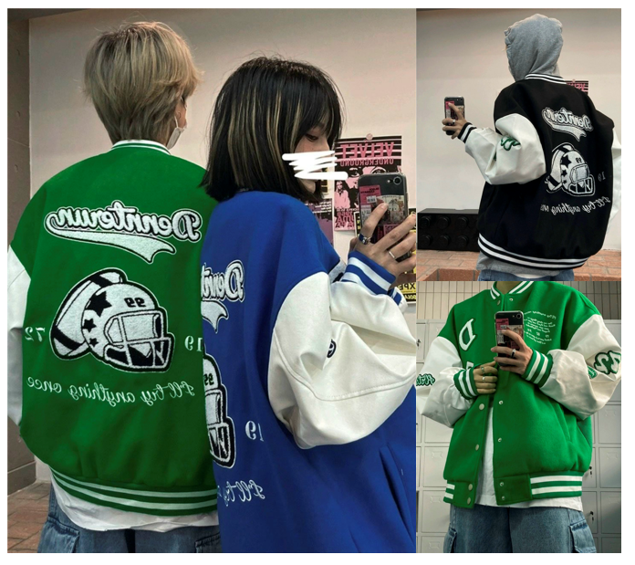 Áo Khoác Bomber Varsity Nam Nữ Unisex Phong Cách Bóng Chày Logo In Cực hot