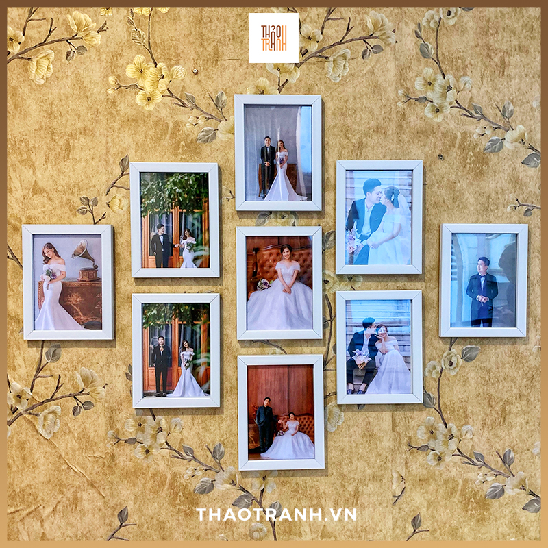 Bộ 9 Khung Hình 13x18 Để bàn (Treo Tường), Mặt Mica Trong Suốt, An Toàn khi sử dụng