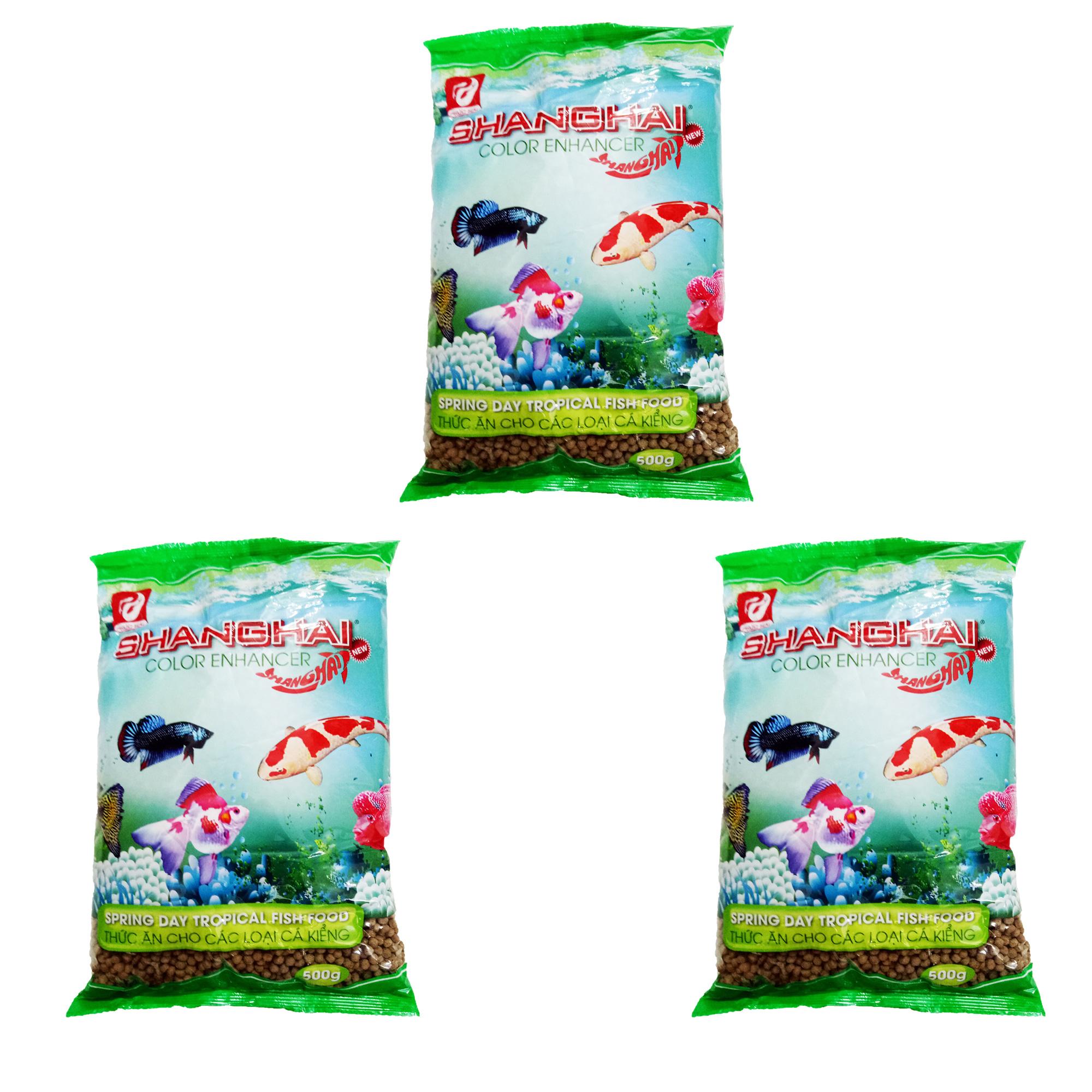 Combo 3 Gói Thức Ăn Cá ShangHai Viên Vừa 500g - Cám Cá Cảnh