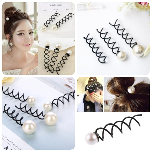 [HCM]Sét 2 cây búi tóc xoắn ốc  ngọc trai