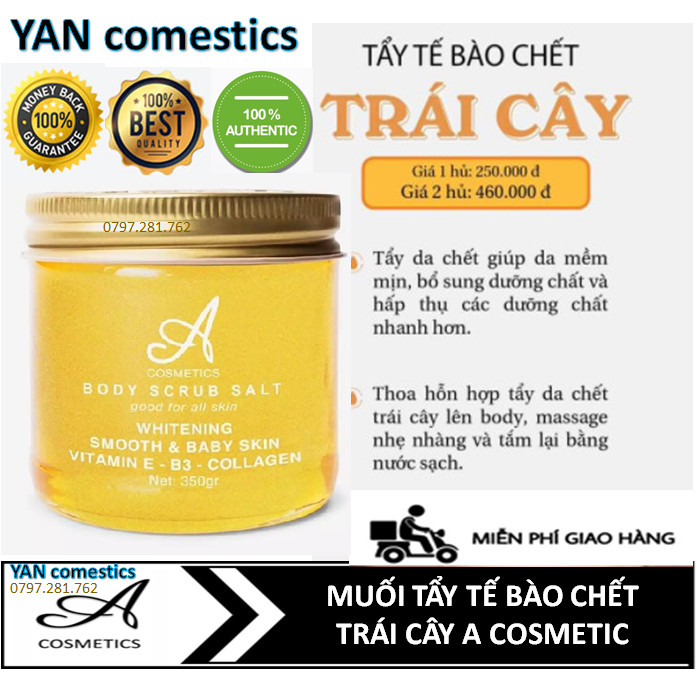 [CHÍNH HÃNG] Muối tẩy tế bào chết body trái cây A Cosmetics 350g chính hãng/Muối Tẩy Da Chết trái cây A COSMETICs mới nhất/ttbc a cosmestic/ttbc trái cây/giúp lấy đi các bụi bẩn và da chết đem lại làn da mịn màng trắng sáng