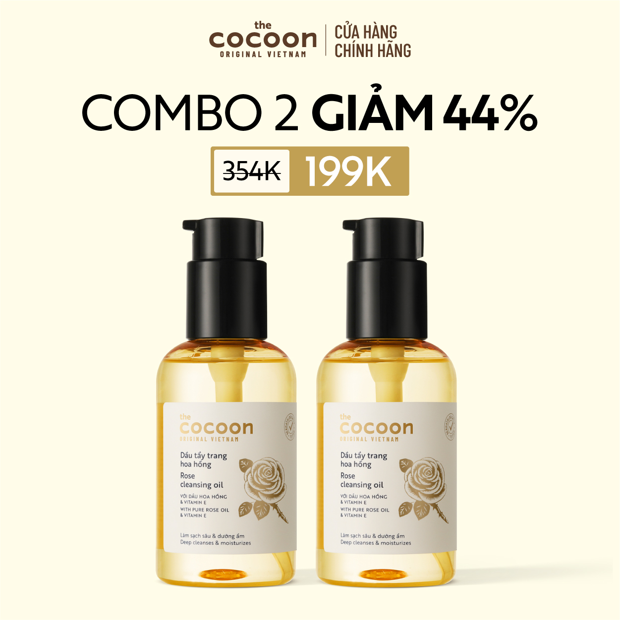 COMBO 2 Dầu tẩy trang hoa hồng Cocoon 140ml