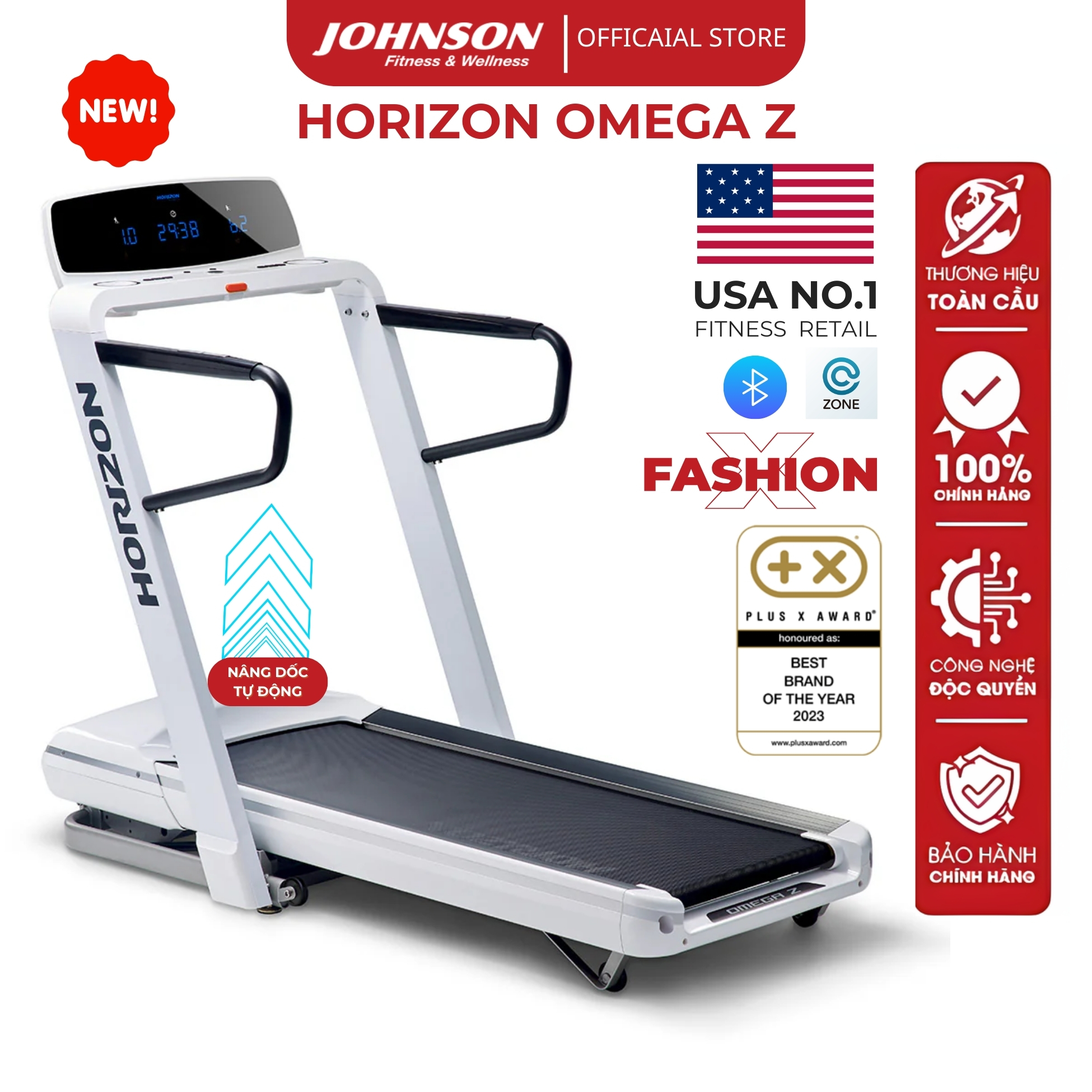 Máy Chạy Bộ Điện Mỹ HORIZON OMEGA Z động cơ mạnh mẽ thiết kế chuyên cho chạy bộ chuyên nghiệp