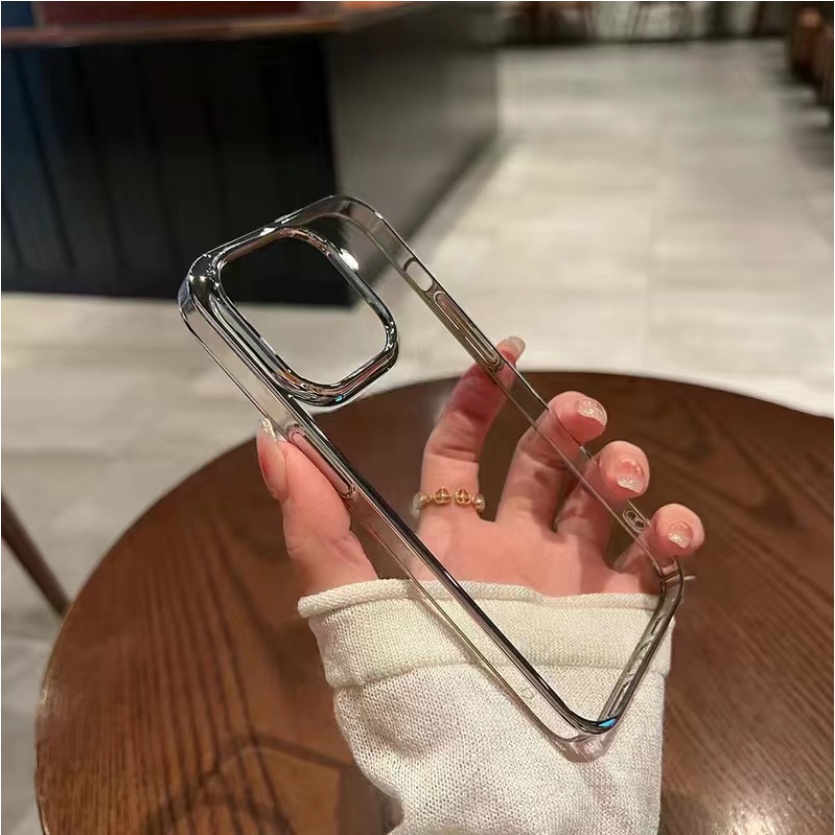 VẬN CHUYỂN NHANH - Ốp Lưng Điện Thoại Trong Suốt Chống Sốc Mạ Sang Trọng Cho iPhone 13 14 11 12 15 Pro MAX