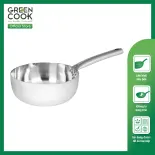 Chảo Sâu Inox 3 Lớp Nguyên Khối Miệng Rót  GCP255-20IH Chính Hãng Green Cook