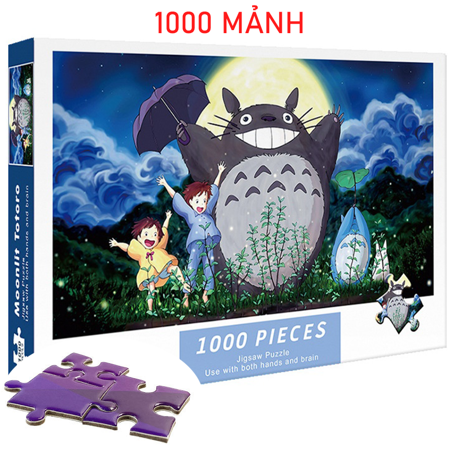 Tranh Xếp Hình 1000 Mảnh Hoạt Hình Totoro Cho Người Lớn Và Trẻ Em, Ghép Hình 1000 Miếng Cao Cấp/ Jigsaw Puzzle 1000 Pcs/ Tranh Ghép Phát Triển Tư Duy/ Quà Tặng Ý Nghĩa/ Kích Thước: 70x50 cm