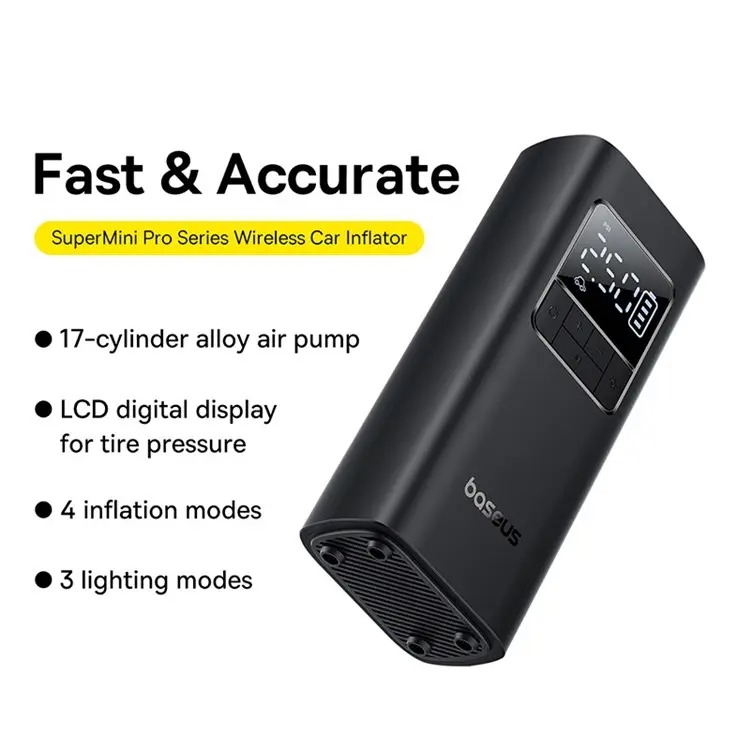 Máy bơm lốp xe hơi ôtô Baseus SuperMini PRO Inflator Pump nhỏ gọn đẳng cấp tiện lợi dễ dùng