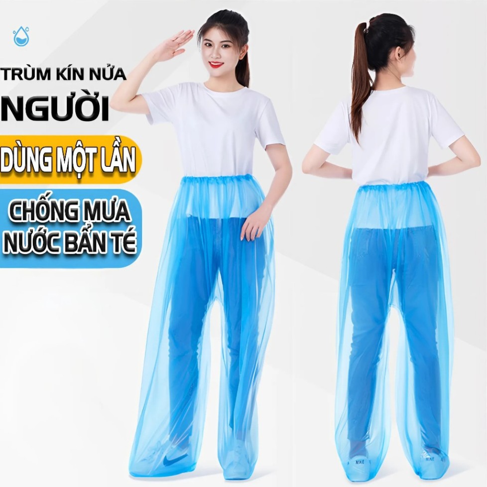 QUẦN MƯA PE CHỐNG NƯỚC BẮN COMBO 2 CÁI | TRÙM KÍN GIÀY DÉP GẤP GỌN SỬ DỤNG HẰNG NGÀY