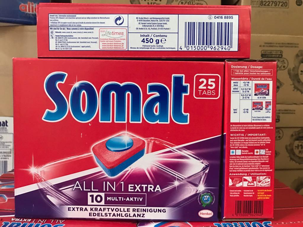 Viên rửa chén ly All in 1 Somat dùng cho máy rửa chén ly Châu Âu
