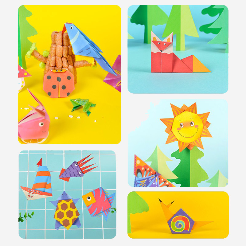 Bộ Giấy Thủ Công Origami Nhiều Hình Động Vật Cho Bé, Giấy Gấp Thủ Công Nhiều Màu