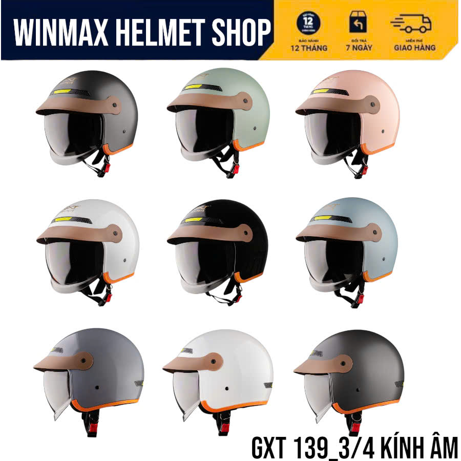 Mũ Bảo Hiểm GXT Helmet 3/4 Đâu GXT-139 Mũ BH Xe Máy Kính Âm Thương Hiệu GXT HELMET BH 12 Tháng