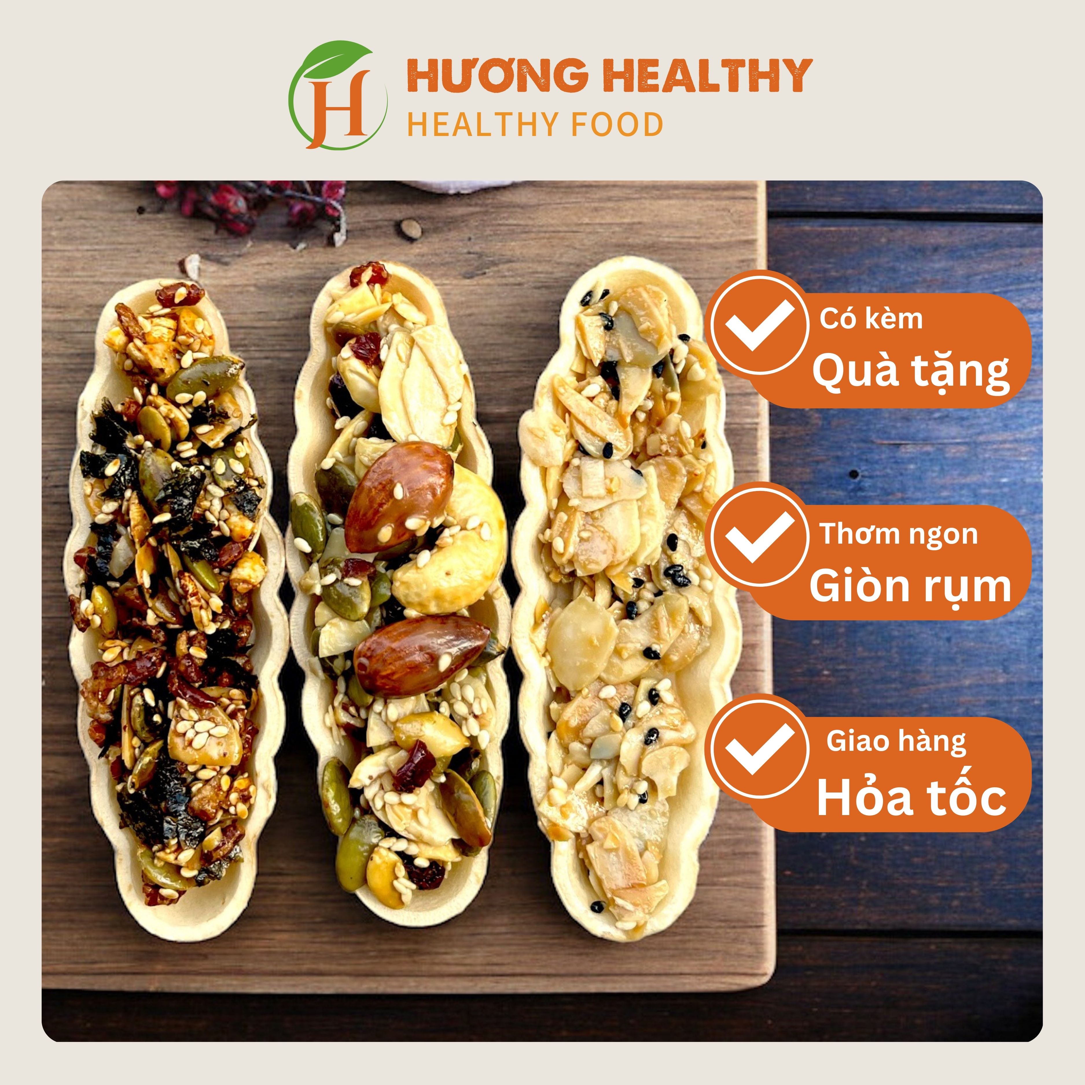 Bánh thuyền mix hạt Hương Healthy (250g/500g) Phù hợp ăn kiêng, eatclean, healthy