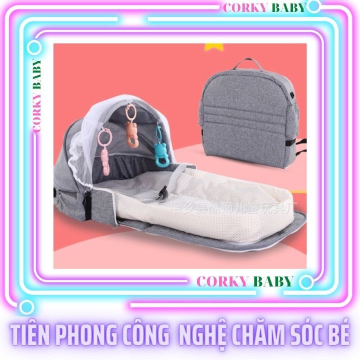 Nôi ngủ chung giường và balo đựng bỉm sữa cho mẹ và bé 2in1