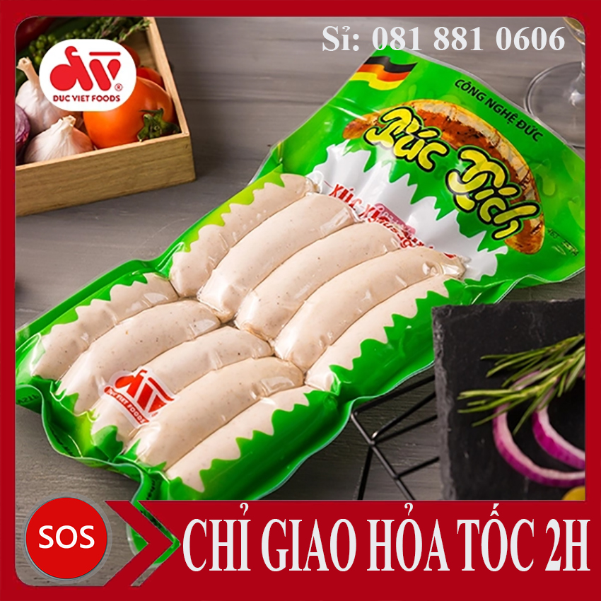 Gói 10 cấy xúc xích nướng chuẩn vị đức, sản phẩm của đức việt, gói 500g, date mới
