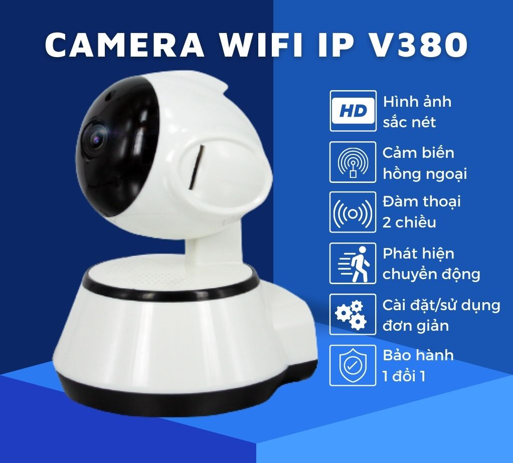 Camera giám sát không dây V380, Camera Wifi IP V380 Pro xoay 360 độ trong nhà, ngoài trời - Chống trộm, có hồng ngoại, đàm thoại 2 chiều, quan sát ngày đêm