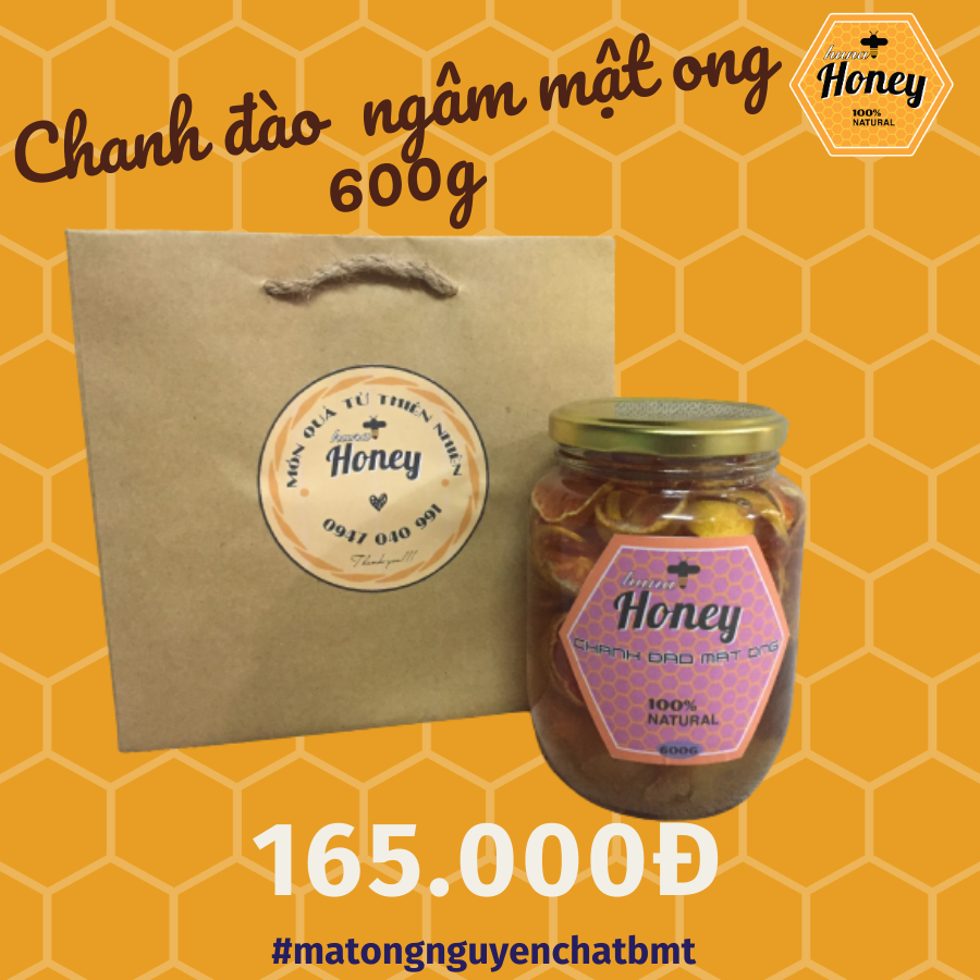 Chanh đào ngâm mật ong đường phèn Huna Honey