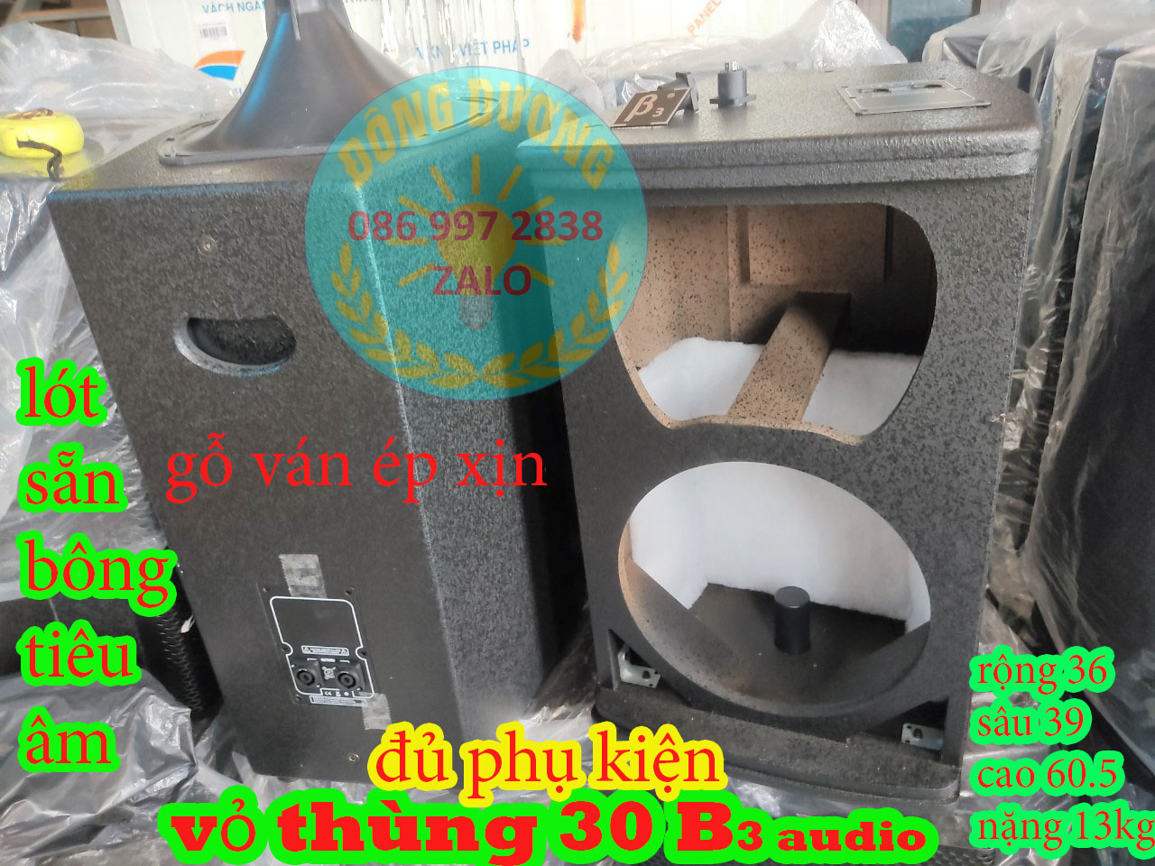 VỎ THÙNG FULL ĐƠN BASS 30 B3 AUDIO - LOẠI TỐT CÓ LÓT SẴN BÔNG TIÊU ÂM - VỎ THÙNG LOA 3 TẤC