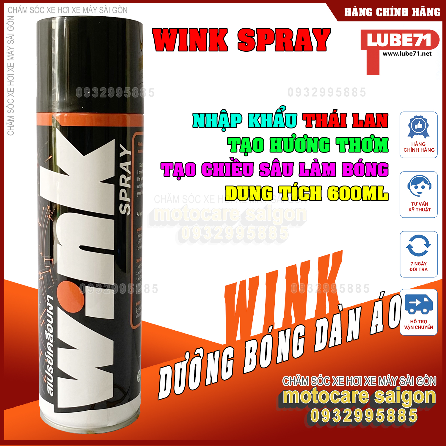 Chai xịt làm bóng nhanh dàn áo Wink 600ml