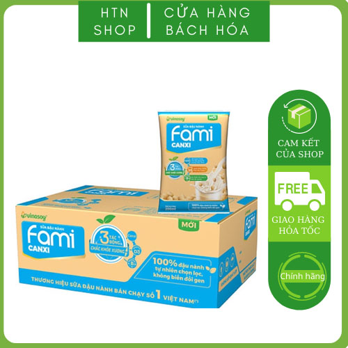 🥛🥜  Bịch, gói sữa đậu nành Fami CANXI 1 thùng 40 gói x 200ml 🥛🥜 Date luôn mới cập nhật liên tục