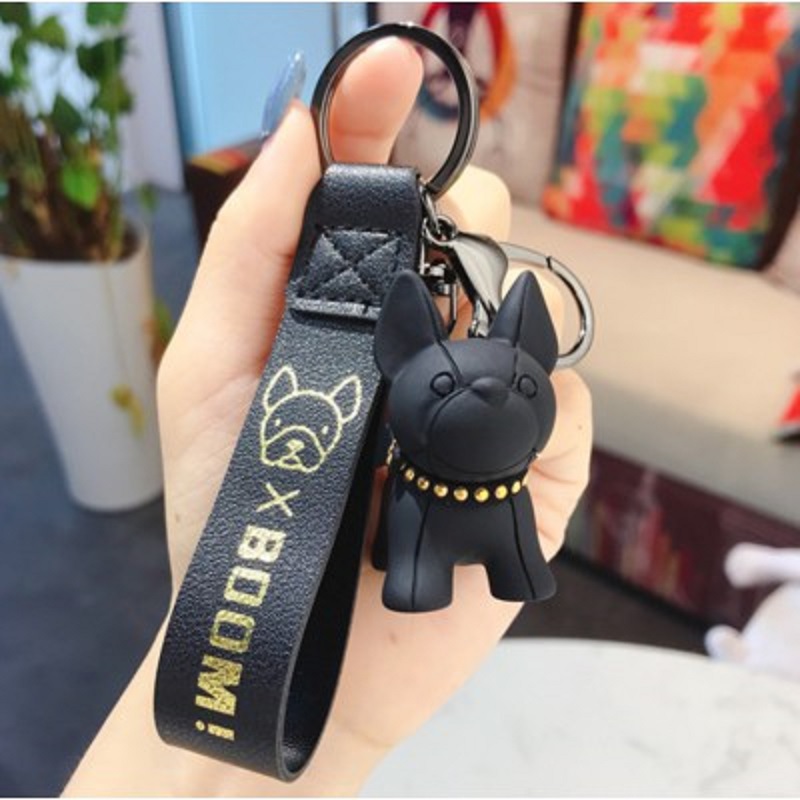 Móc chìa khóa hình cún pitbull nhũ vàng cực ngầu - móc treo chìa khóa xịn