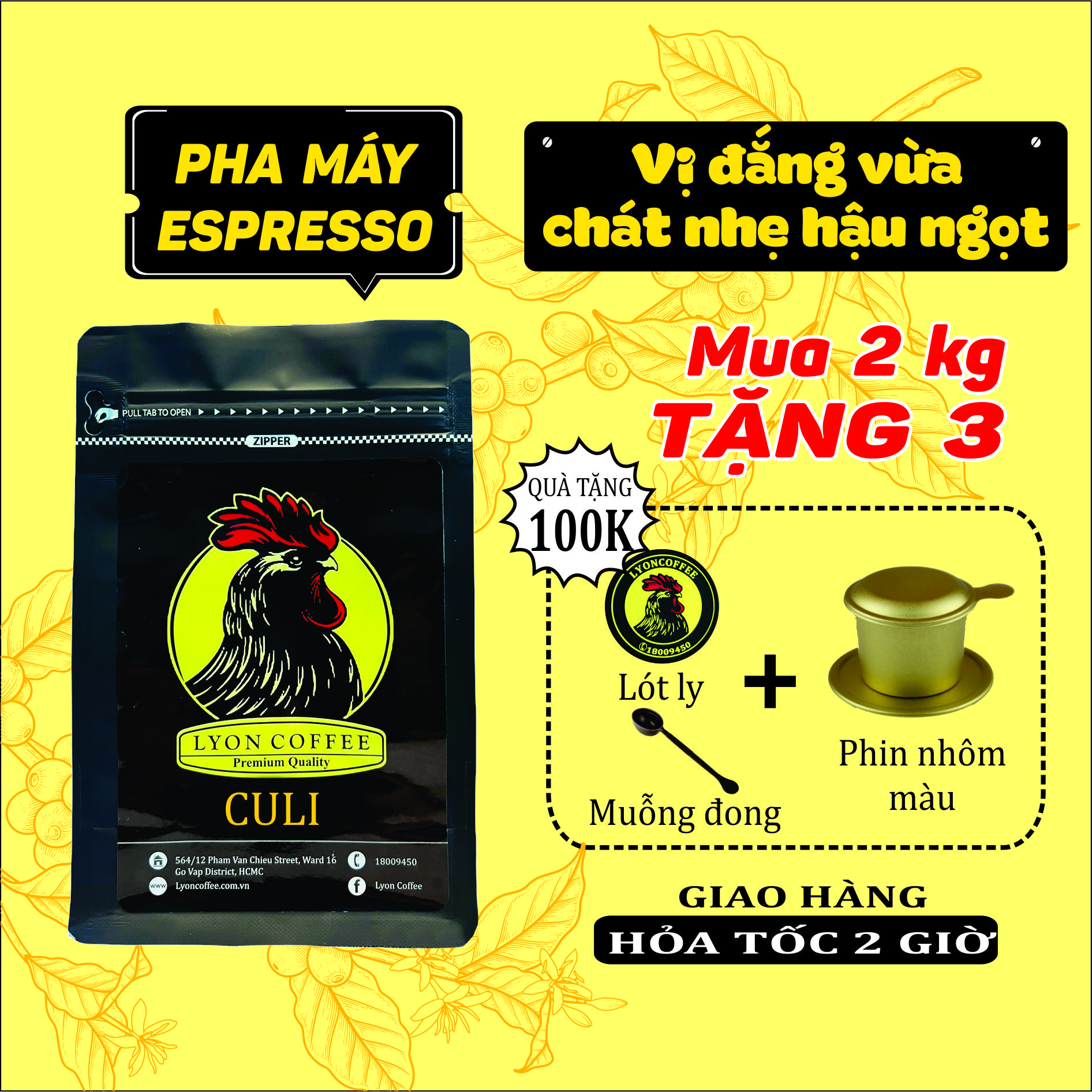 Cà phê espresso pha máy Culi, cafe Việt cao cấp hạt rang mộc ngon đậm vị