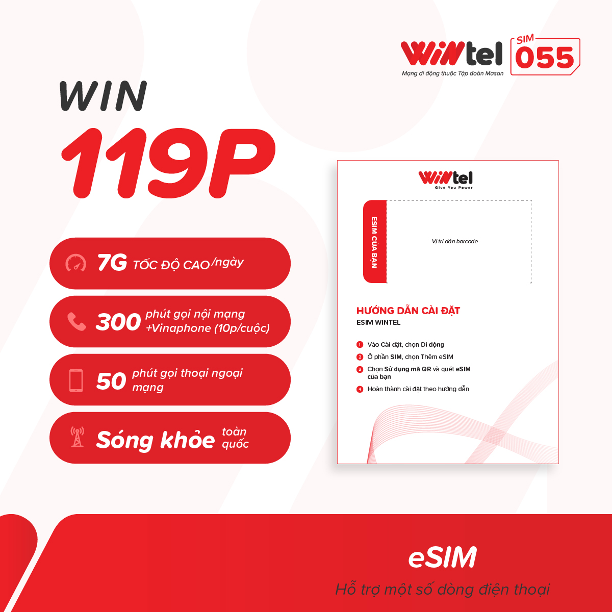 Sim chưa kích hoạt - sim 4g wintel win119p - sim data tốc độ cao