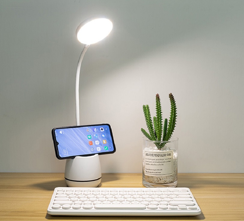 [HCM][ HÀNG MỚI] Đèn led để bàn học sạc usb có kệ đựng bút hoặc điện thoại hình tròn