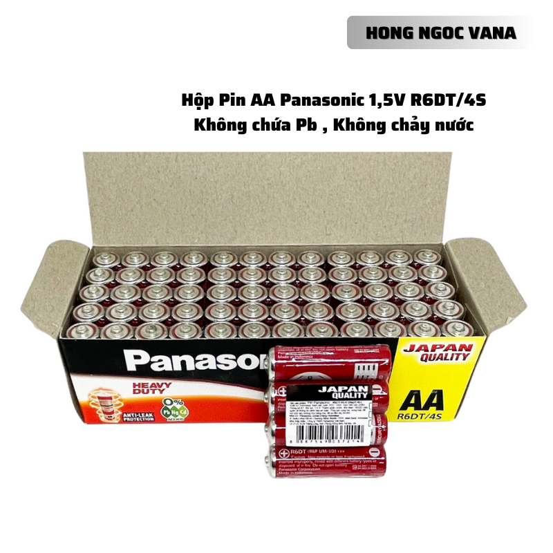 Hộp pin aa 1,5v panasonic r6dt/4s không chảy nước , bền bỉ , thân thiện với môi trường - hàng chính hãng