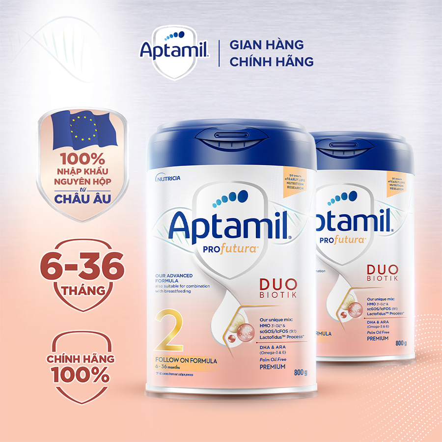 Combo 2 Sữa công thức Aptamil Profutura Duobiotik 2 cho bé 6-36 tháng tuổi
