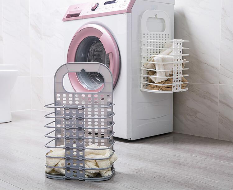 Giỏ nhựa đựng quần áo và đồ dùng sinh hoạt treo tường có thể gấp gọn - GIỎ ĐỰNG ĐỒ TREO MÁY GIẶT GẤP GỌN