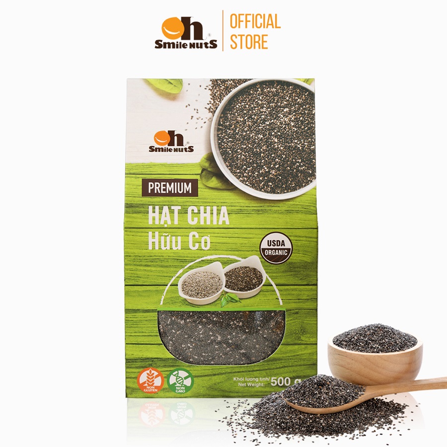 Hạt Chia đen Organic Smilenutst - Trọng lượng: 250g/500g/1kg - Nhập khẩu từ Peru - Chia Seed Organic