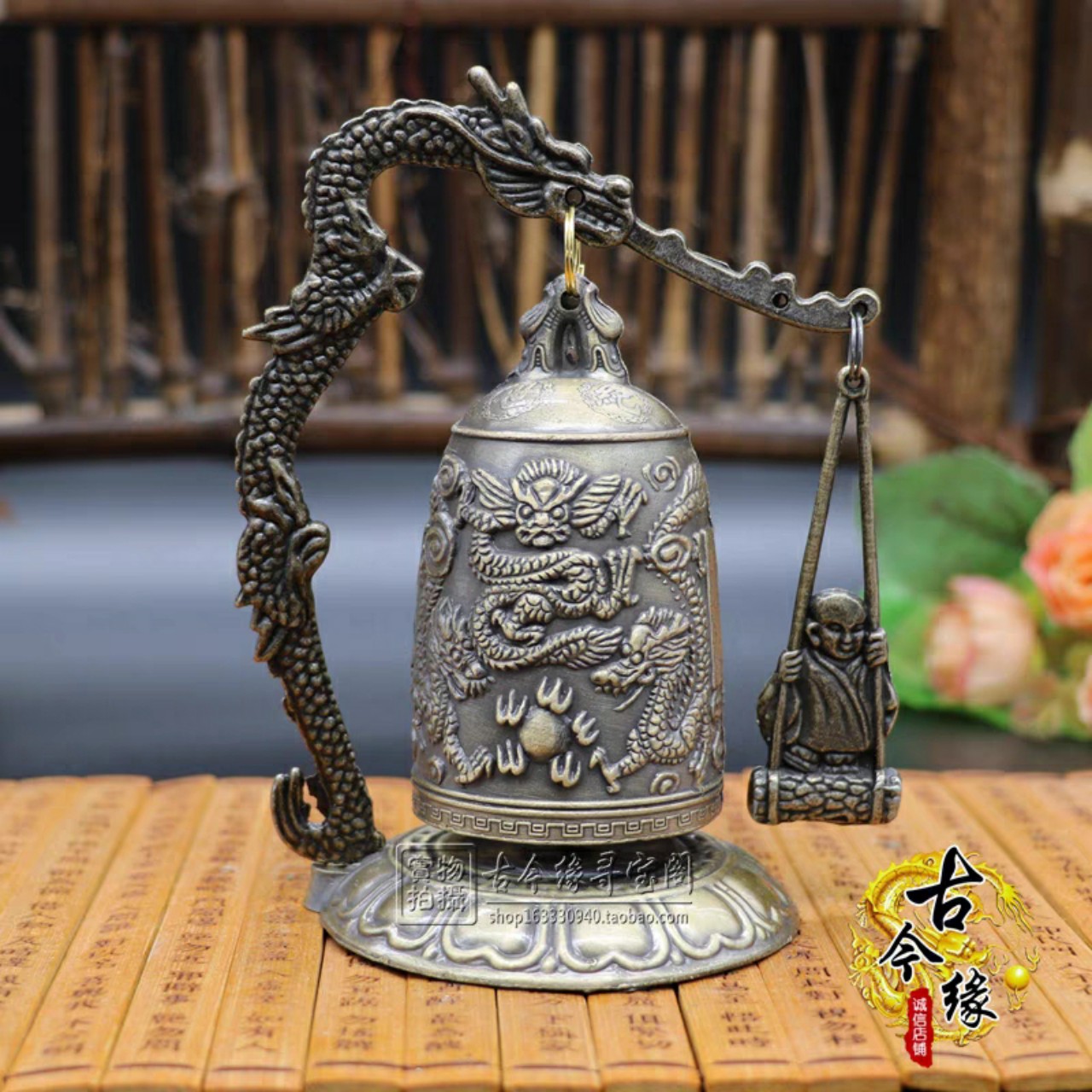 Chuông đồng để bàn, chuông đồng mini để bàn, chuông đồng phong thủy Linh Tâm