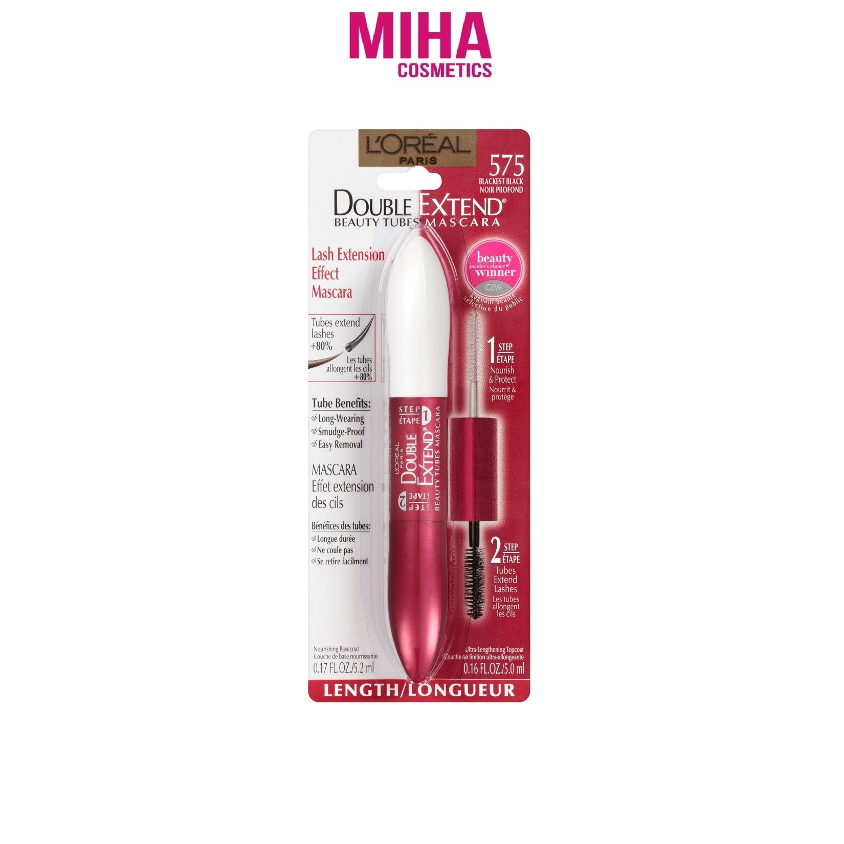 Mascara 2 Đầu Dưỡng Mi LOreal Paris Double Extend Beauty Tubes 5.2ml