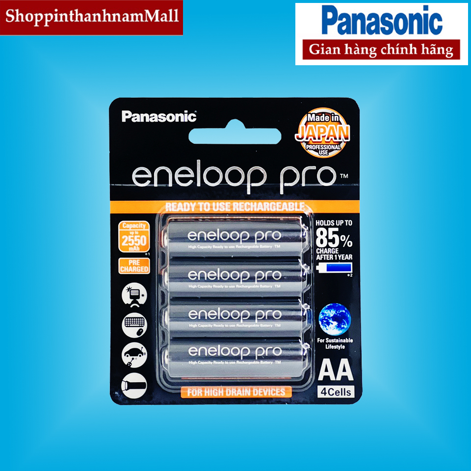 Pin sạc eneloop pro 2550 mah vỉ 4 viên chính hãng xuất xứ nhật bản