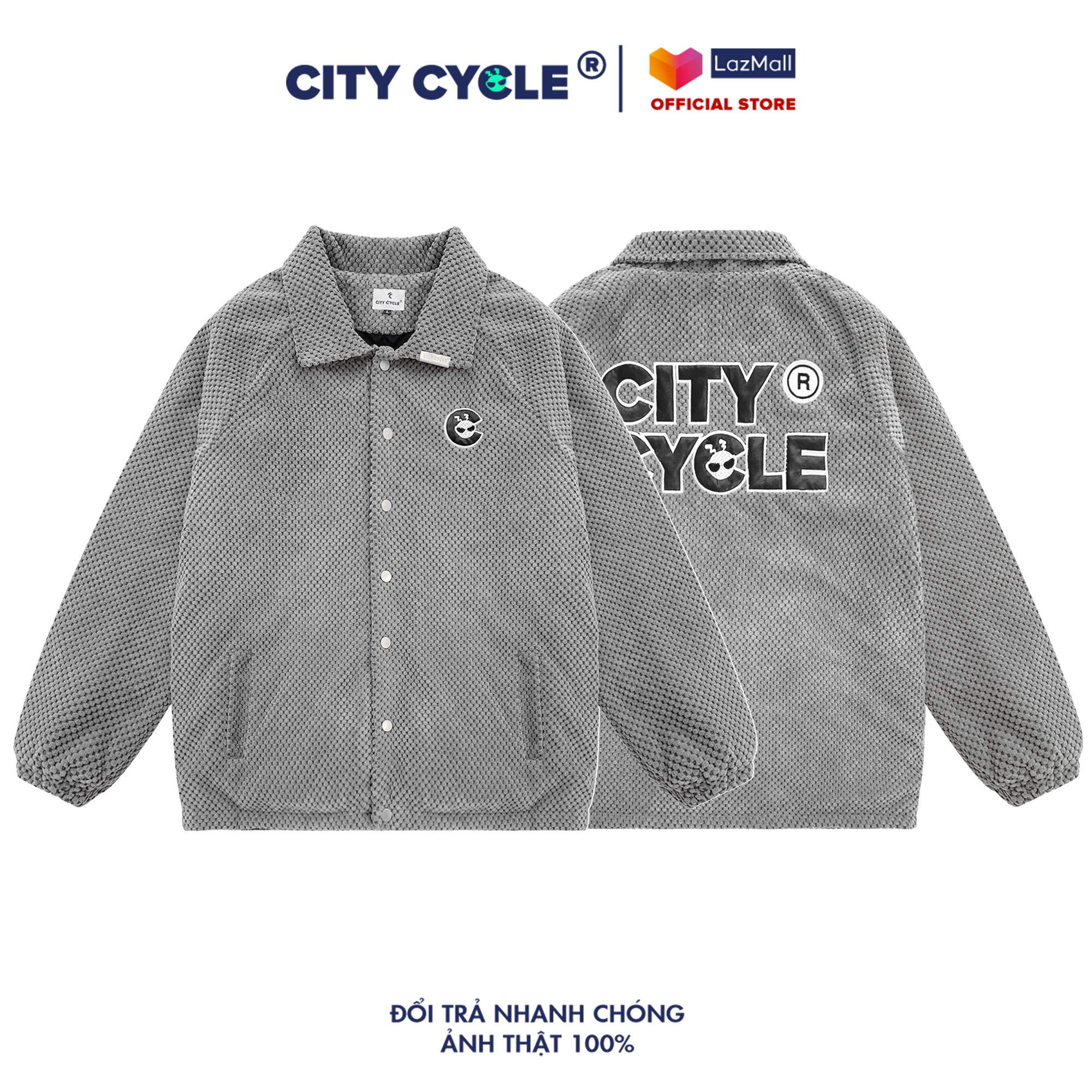 Áo khoác jacket nhung Gray Bubble City Cycle unisex form rộng nam nữ oversize Local Brand