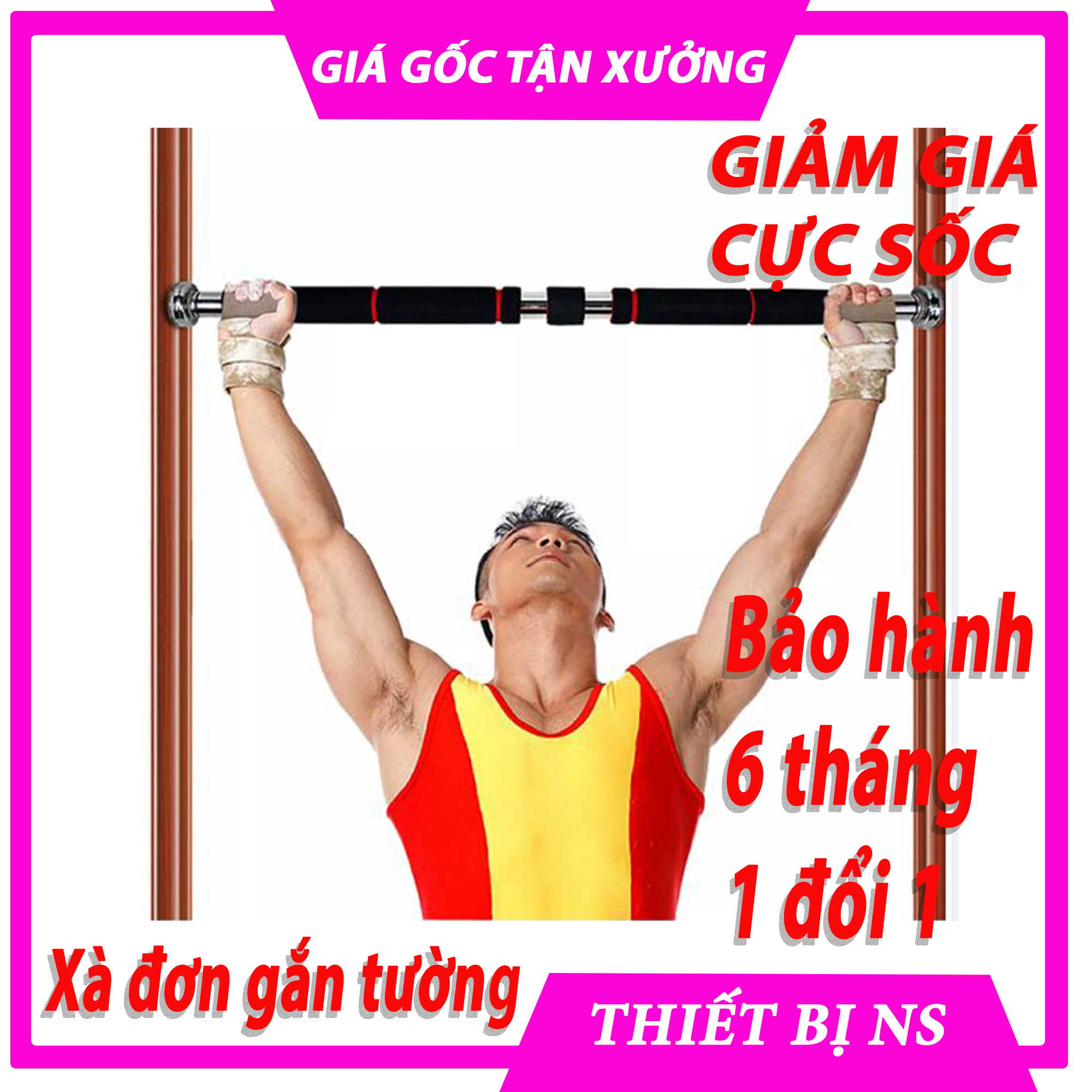 [MẪU MỚI]Xà đơn treo tường, Xà đơn gắn cửa đa năng không bắt vít chất liệu inox đủ kích thước từ 60 - 150cm