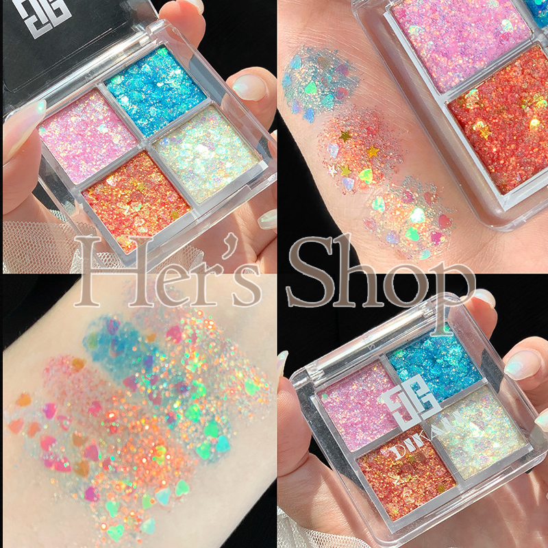 Hộp 4 ô nhũ mắt kim tuyến sequin lấp lánh hạt to